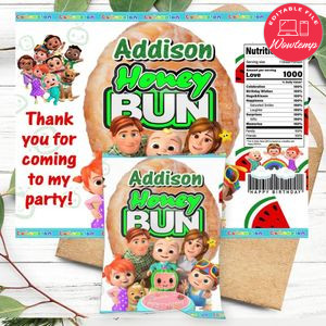 Cocomelon Honeybun Snack Bag Digital File Printable Instant Download