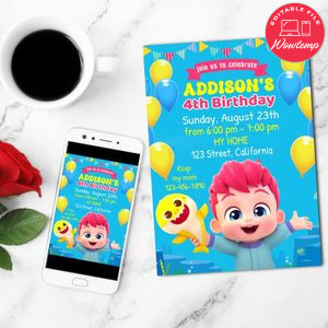 Bebefinn Mobile Invite Customizable Template Instant Download