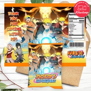 Naruto shippuden Birthday Party Chip Bag Digital File Printable Instant Download