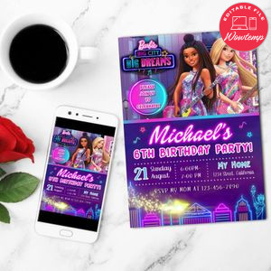 Barbie Big City Dream Mobile Invite Customizable Template Instant Download