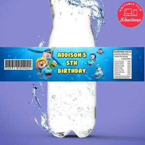 Pororo Birthday Water Bottle Label Template to Print at Home Instant Download