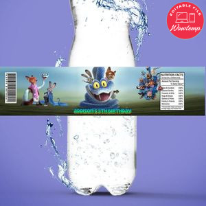 Zootopia 2 Birthday Water Bottle Label Template to Print at Home Instant Download