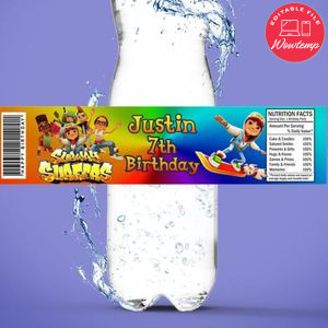 Subway Surfer Birthday Water Bottle Label Template to Print at Home Instant Download