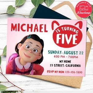 Mei Lee Turning Red Invitation Customizable Template to Print at Home Instant Download