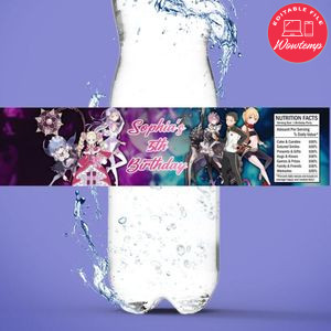Re:Zero Birthday Water Bottle Label Template to Print at Home Instant Download