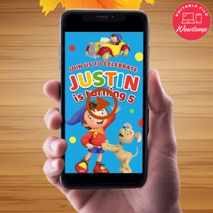 Noddy Birthday Video Invitation Digital Template Customizable Instant Download