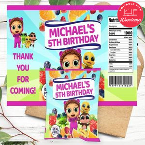 Baby Joy Joy Birthday Party Fruit Snack Bag Digital File Printable Instant Download