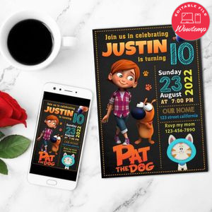 Pat The Dog Mobile Invite Customizable Template Instant Download