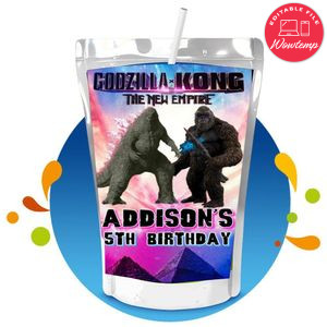 Godzilla Kong New Empire Capri Sun Birthday Labels Digital File Printable Instant Download