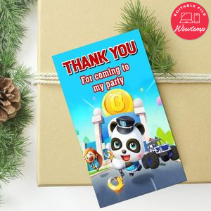 Babybus Police Thank You Tag Customizable Template To Print At Home Instant Download