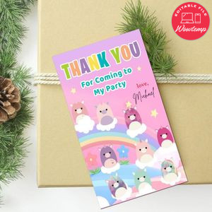Squishmallow Thank You Tag Customizable Template To Print At Home Instant Download