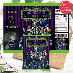 Beetlejuice 2 Birthday Party Chip Bag Digital File Printable Instant Download