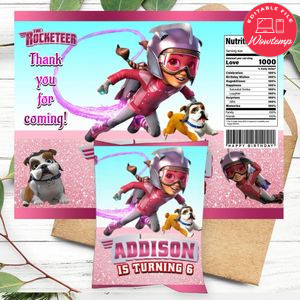 Rocketeer Birthday Party Chip Bag Digital File Printable Instant Download