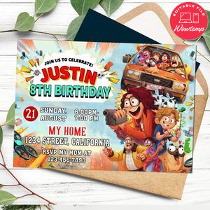 The Mitchells vs the Machines Invitation Customizable Template to Print at Home Instant Download