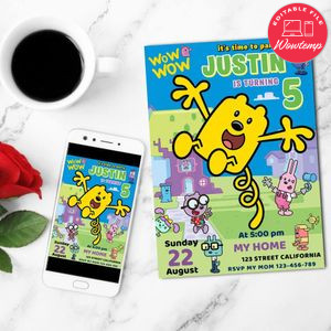 Wow Wow Wubbzy Birthday Invitation Customizable Template to Print at Home Instant Download
