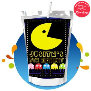 Pacman Capri Sun Birthday Labels Digital File Printable Instant Download