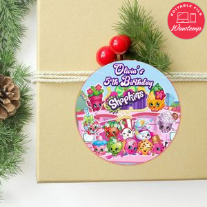 Shopkins Circle Sticker Template Customizable to Print at Home Instant Download