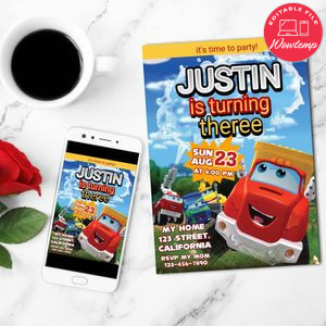 The Adventures of Chuck and Friends Invitation Customizable Template to Print at Home Instant Download