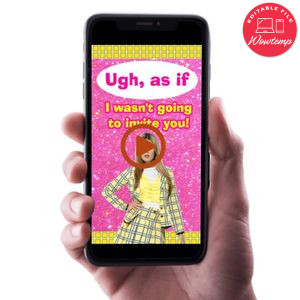 Clueless Birthday Video Invitation Digital Template Customizable Instant Download