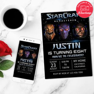 Starcraft Birthday Flyer Customizable Template to Print at Home Instant Download