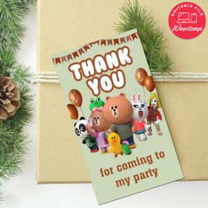 Brown And Friends Thank You Tag Customizable Template To Print At Home Instant Download