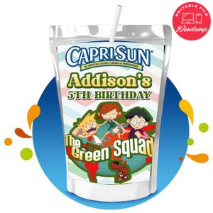 The green squad Capri Sun Birthday Labels Digital File Printable Instant Download