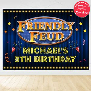 Friendly Feud Birthday Backdrop Digital File Template Instant Download