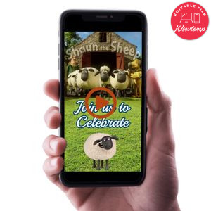 Shaun the Sheep Birthday Video Invitation Digital Template Customizable Instant Download