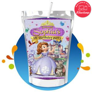 Princess Sofia Capri Sun Birthday Labels Digital File Printable Instant Download
