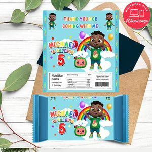 Cocomelon Cody Candy bar Label Customizable Template Instant Download