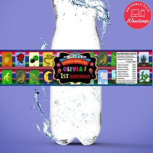 Loteria Birthday Water Bottle Label Template to Print at Home Instant Download