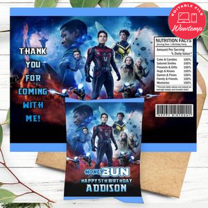 Ant Man And The Wasp Quantumania Birthday Honey Buns Snack Bag Label Customizable Instant Download