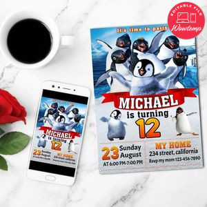 Happy Feet 2022 Birthday Flyer Customizable Template to Print at Home Instant Download