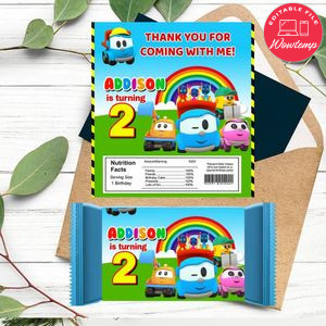 Leo the truck Candy bar Label Customizable Template Instant Download