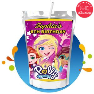 Polly pocket Capri Sun Birthday Label Digital File Printable Instant Download
