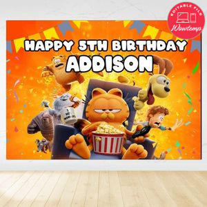 Garfield Birthday Backdrop Digital File Template Instant Download