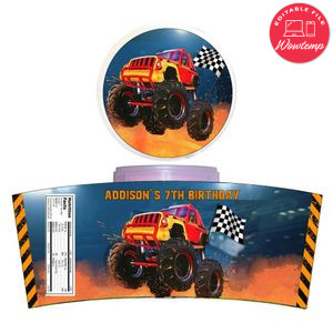 Monster Truck Cotton Candy Label Template To Print At Home Instant Download