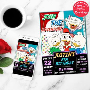 Ducktales Invitation Customizable Template to Print at Home Instant Download