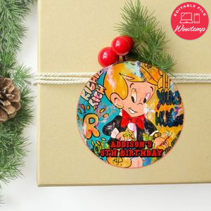 Richie Rich Circle Sticker Template Customizable To Print At Home Instant Download