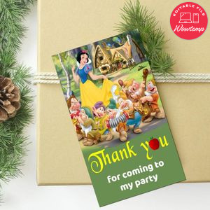Snow White Thank You Tag Customizable Template To Print At Home Instant Download