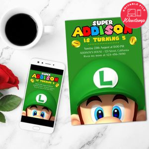 Luigi Mobile Invite Customizable Template Instant Download