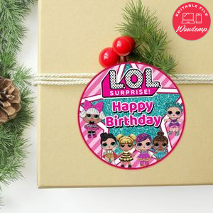 Lol Surprise Circle Sticker Template Customizable to Print at Home Instant Download