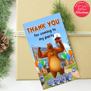 Grizzy And The Lemmings Thank You Tag Customizable Template To Print At Home Instant Download
