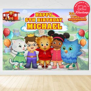 Daniel Tiger Birthday Backdrop Digital File Template Instant Download