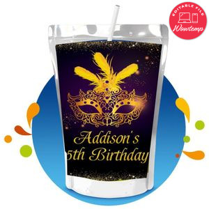 Masquerade Capri Sun Birthday Labels Digital File Printable Instant Download