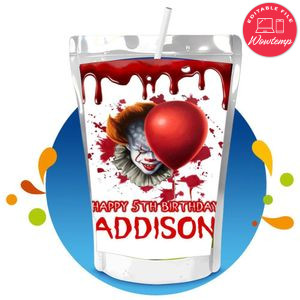 Pennywise Movie Capri Sun Birthday Labels Digital File Printable Instant Download