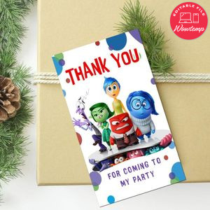 Inside Out 2 Thank You Tag Customizable Template To Print At Home Instant Download