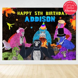 Gorilla Tag Birthday Backdrop Digital File Template Instant Download