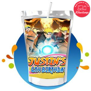 Naruto shippuden Capri Sun Birthday Labels Digital File Printable Instant Download