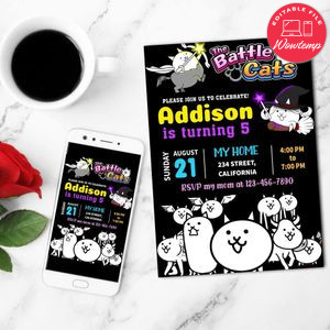 The Battle Cats Mobile Invite Customizable Template Instant Download